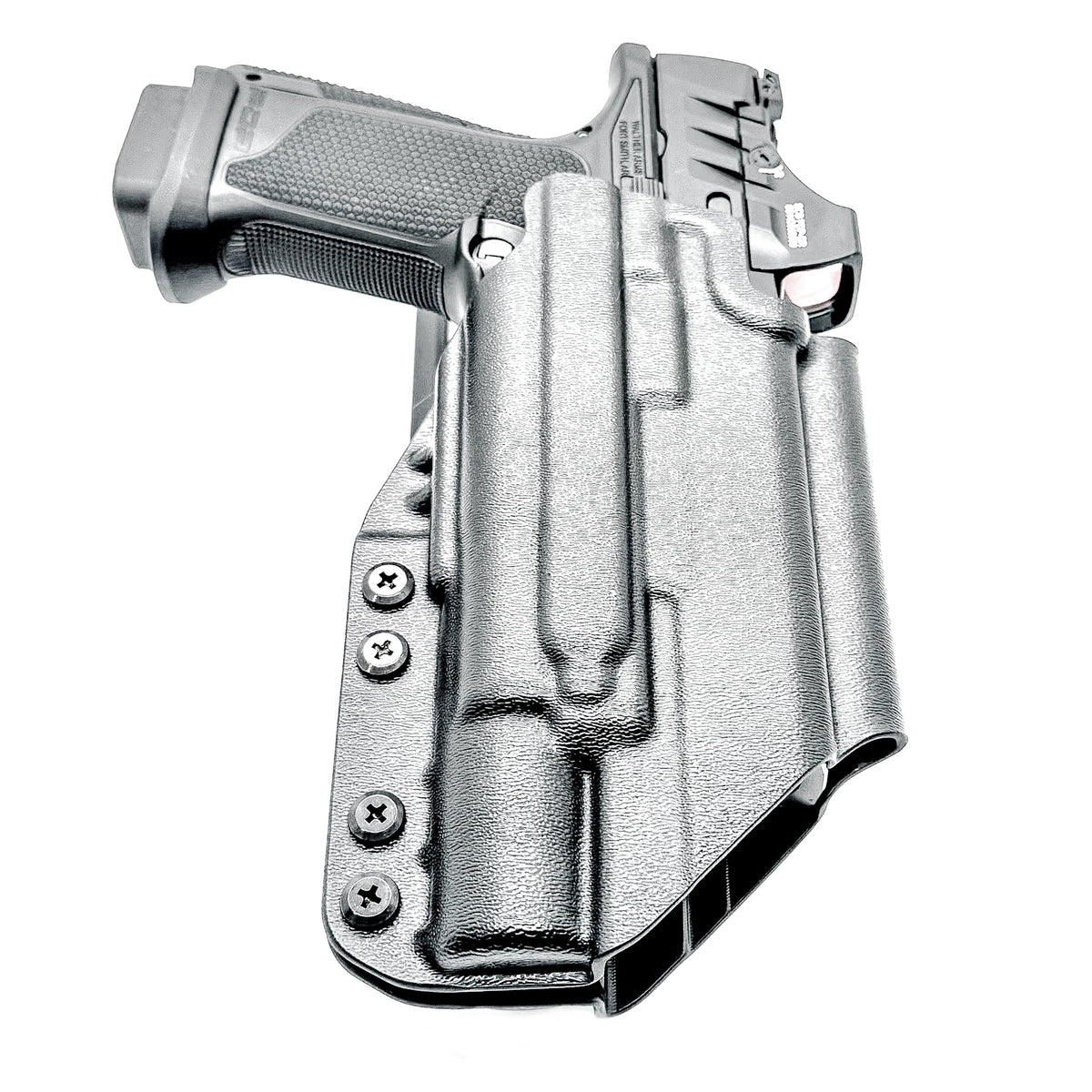Outside Waistband (OWB) light duty and competition holster for Walther PDP 3.5" and 4” pistols equipped with SureFire X300 weapon light.  Made in USA.