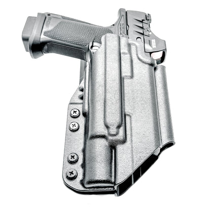 Outside Waistband (OWB) light duty and competition holster for Walther PDP 3.5" and 4” pistols equipped with SureFire X300 weapon light.  Made in USA.