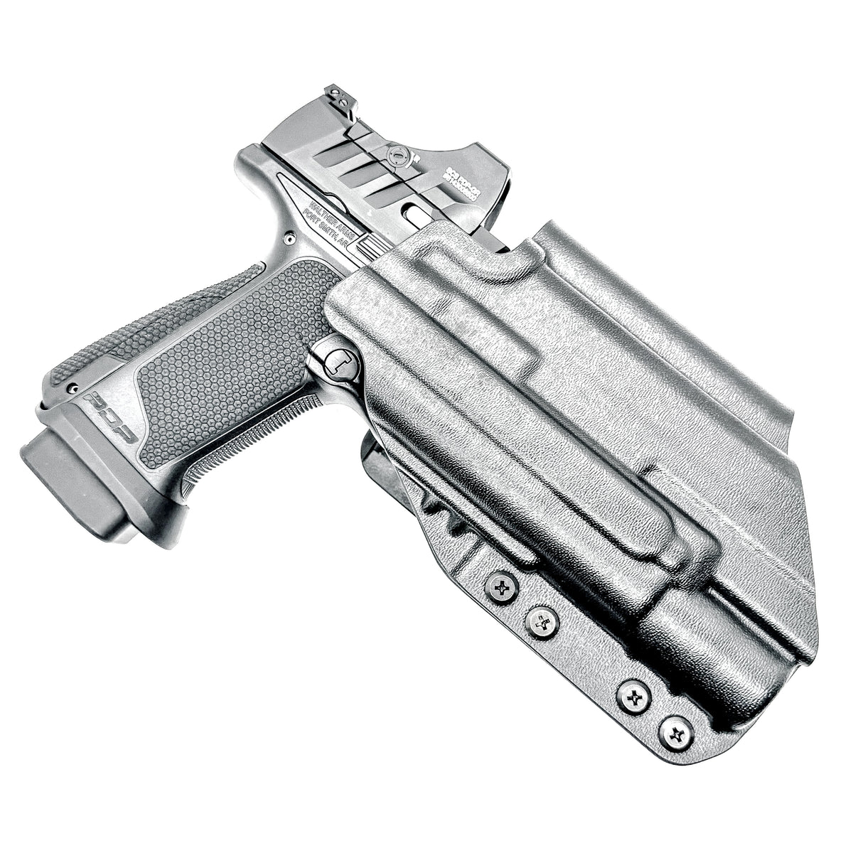 Outside Waistband (OWB) Holster for the Walther PDP 3.5" & 4" pistols equipped with SureFIre X300 weapon light.  Made in the USA.