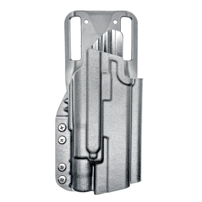 Outside Waistband (OWB) light duty and competition holster for Walther PDP 5” and 5.1” pistols equipped with SureFire X300 weapon light. Made in USA.