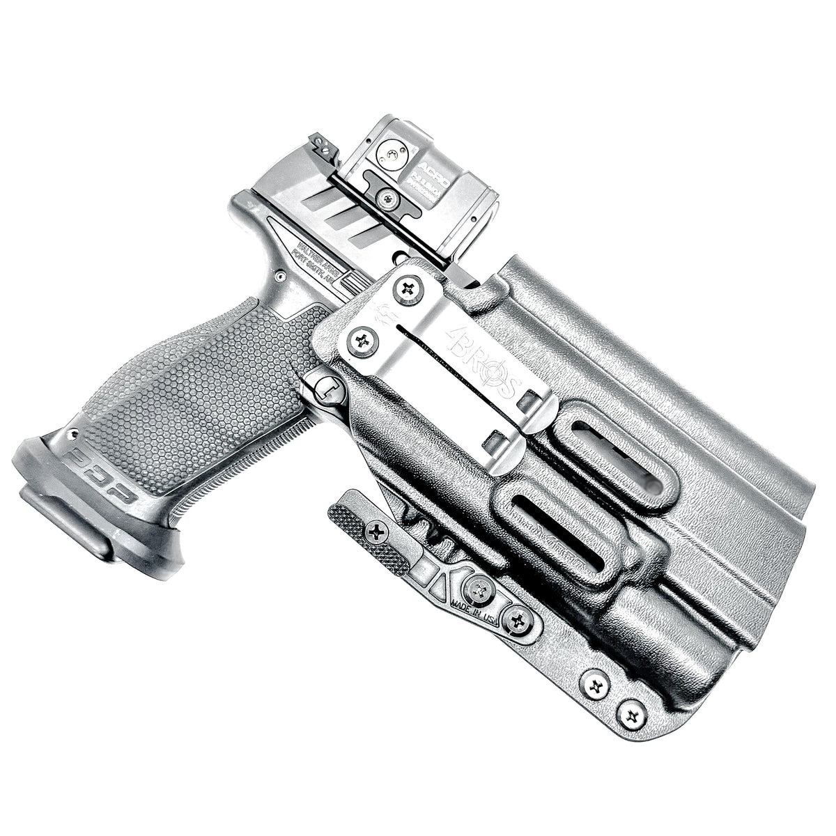 Inside Waistband (IWB) holster for the Walther PDP 5” and 5.1” Full-Size & Pro SD pistols equipped with SureFire X300 weapon light. Made in USA.