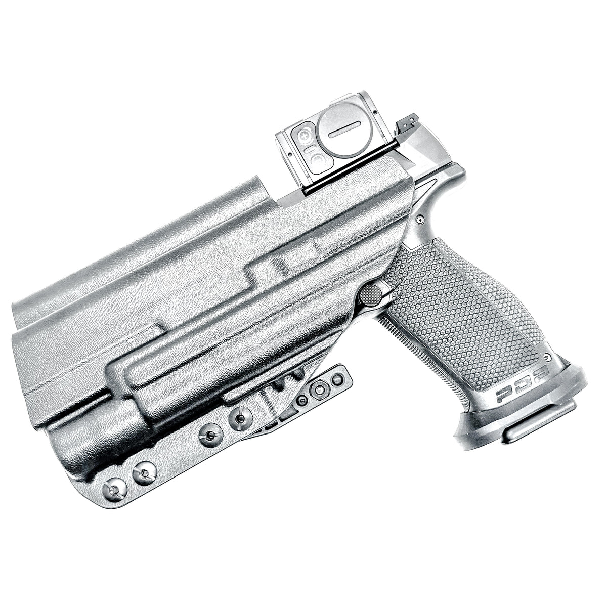 Inside Waistband (IWB) holster for the Walther PDP 5” and 5.1” Full-Size & Pro SD pistols equipped with SureFire X300 weapon light. Made in USA.