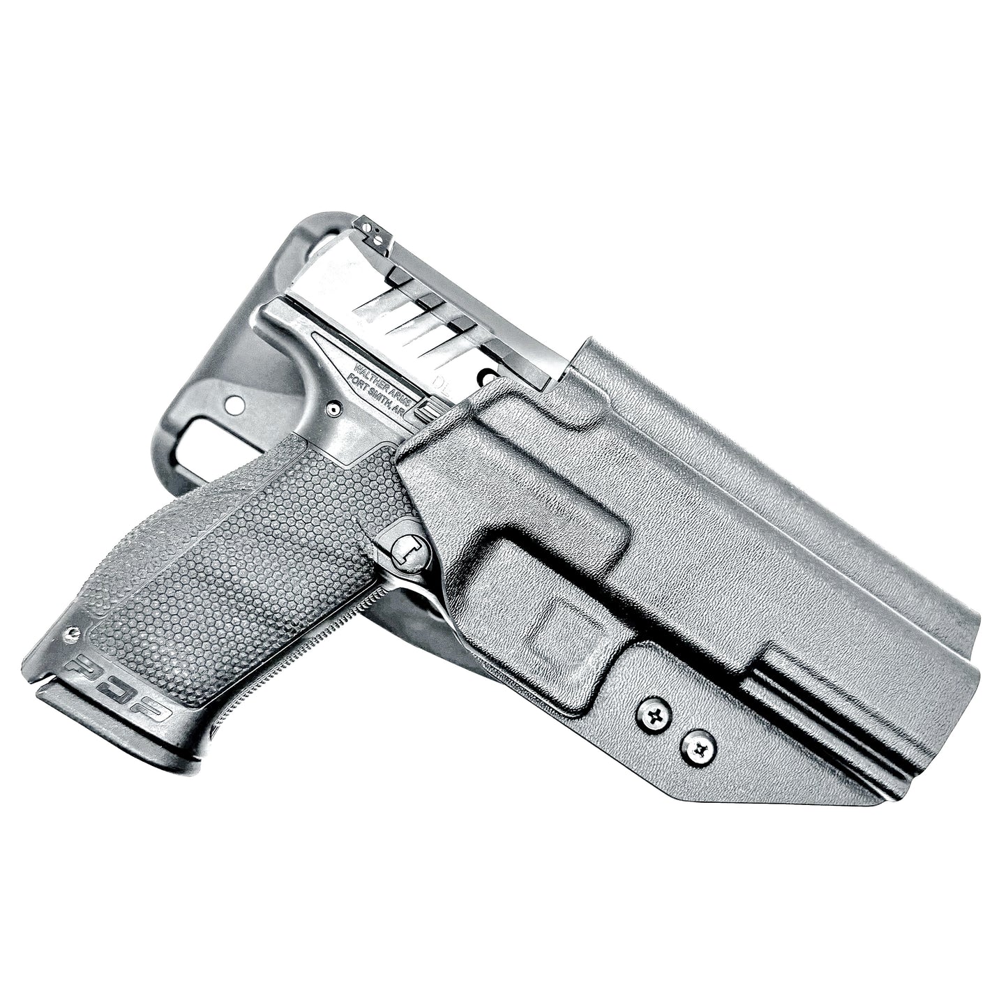 Black OWB Duty and Competition Holster with a Blade-Tech Duty Drop for the Walther PDP 5" pistol.