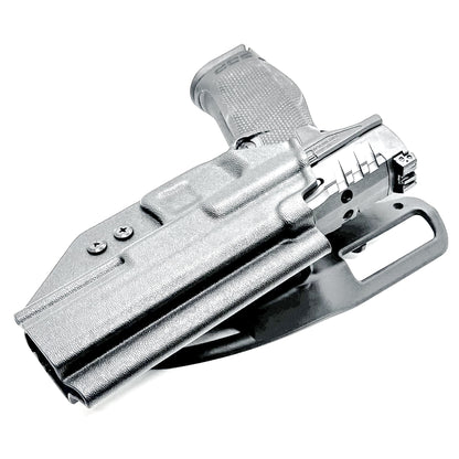 Black OWB Duty and Competition Holster with a Blade-Tech Duty Drop for the Walther PDP 5" pistol.