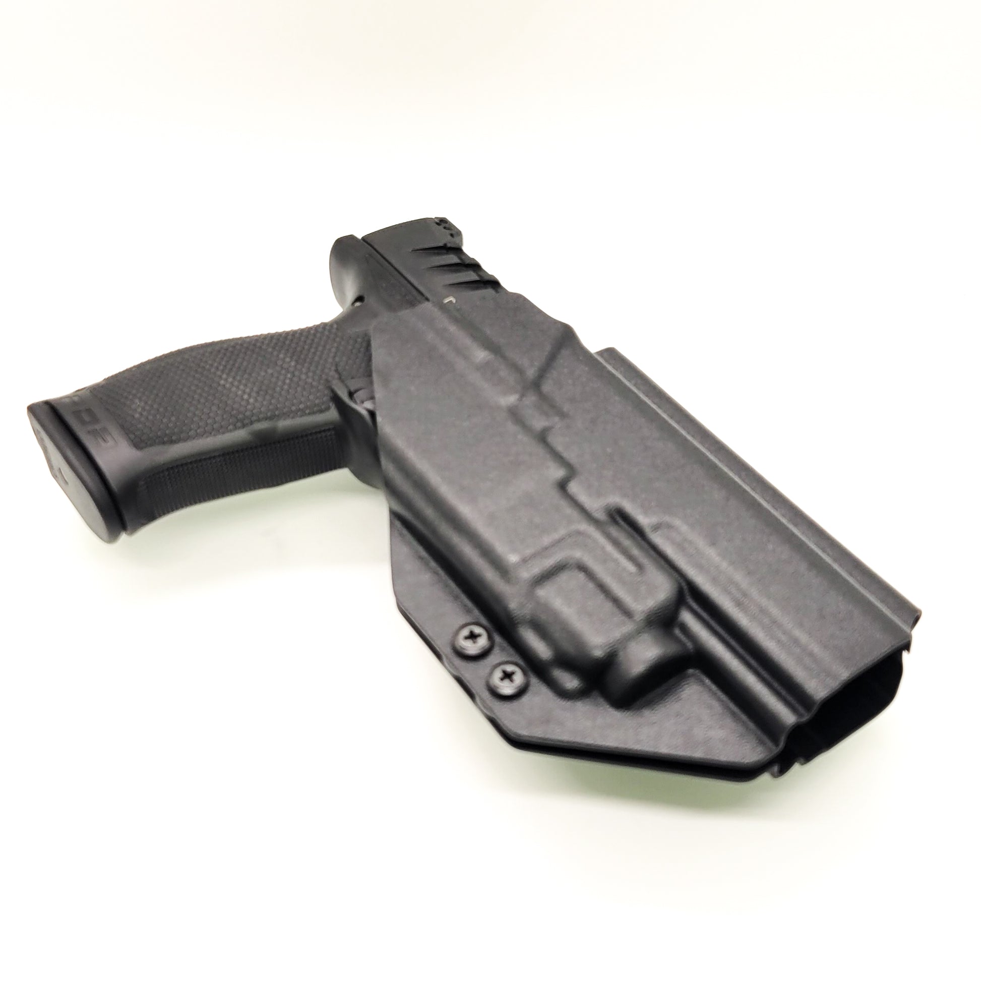 For the best Outside Waistband Taco Style Holster designed to fit the Walther PDP 5" Full-Size pistol with the Streamlight TLR-8 mounted on the firearm, shop Four Brothers Holsters. Cut for red dot sight, full sweat guard, adjustable retention & open muzzle for threaded barrels & compensators.