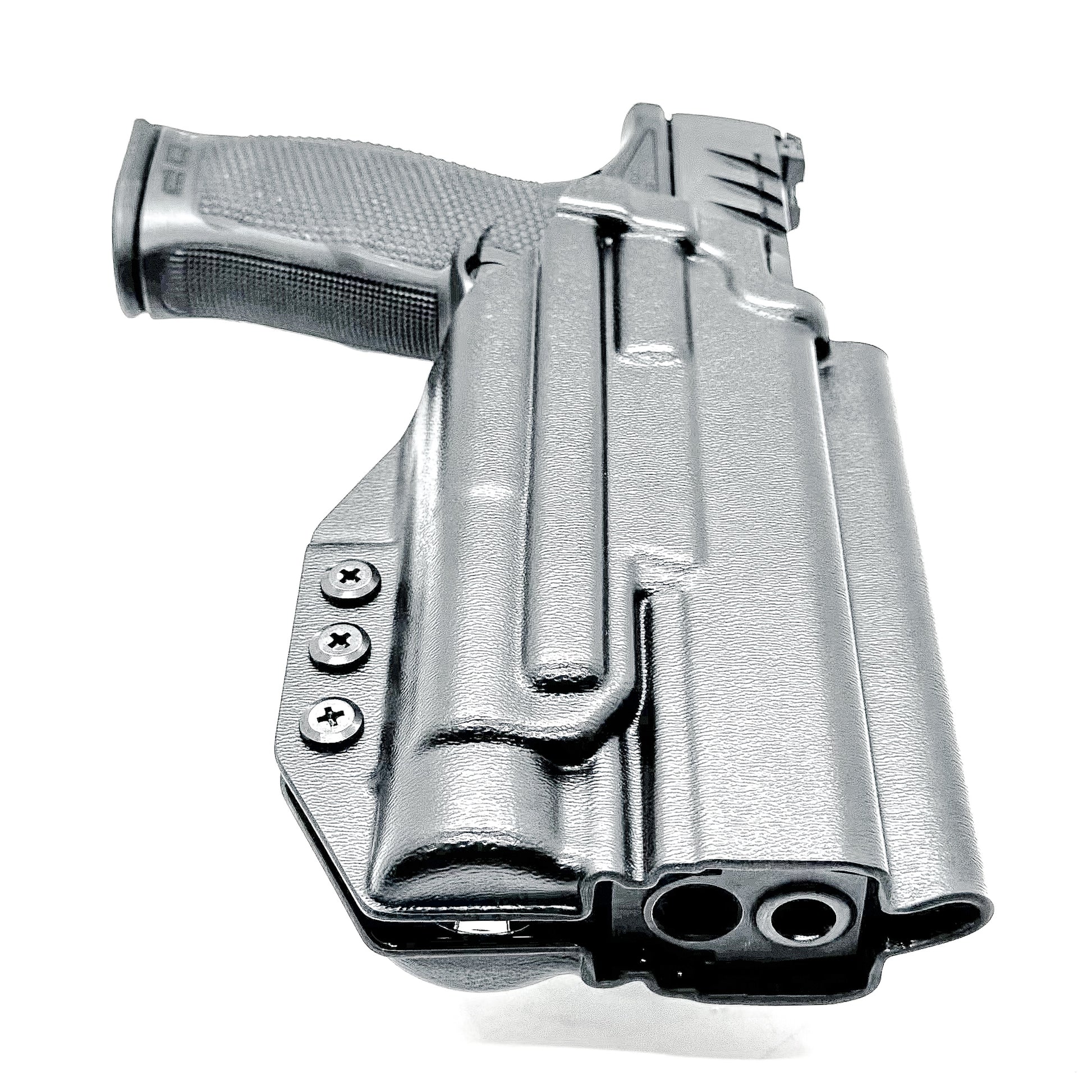Outside the Waistband holster for the Walther PDP 5" or 5.1" with the Streamlight TLR-1 HL-X, shown in black with the 4BROS 1.5" belt slide.
