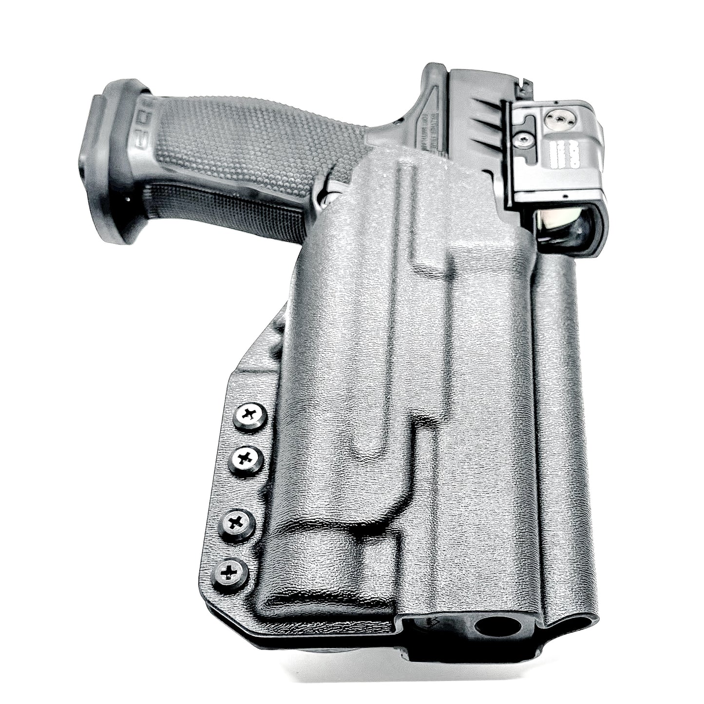 Black Duty & Competition OWB Holster for the Walther PDP 5" and 5.1" with TLR-1 HL light and Duty Drop attachment.