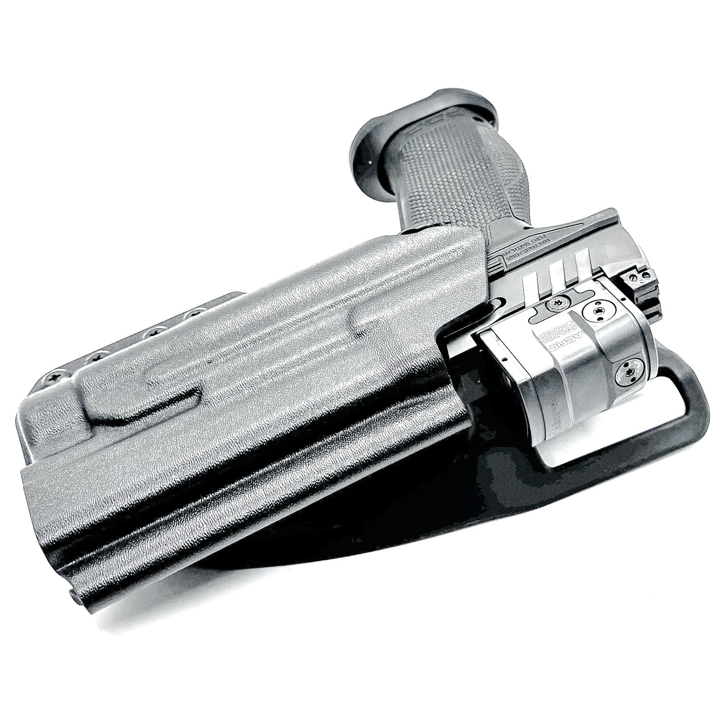 Black Duty & Competition OWB Holster for the Walther PDP 5" and 5.1" with TLR-1 HL light and Duty Drop attachment.