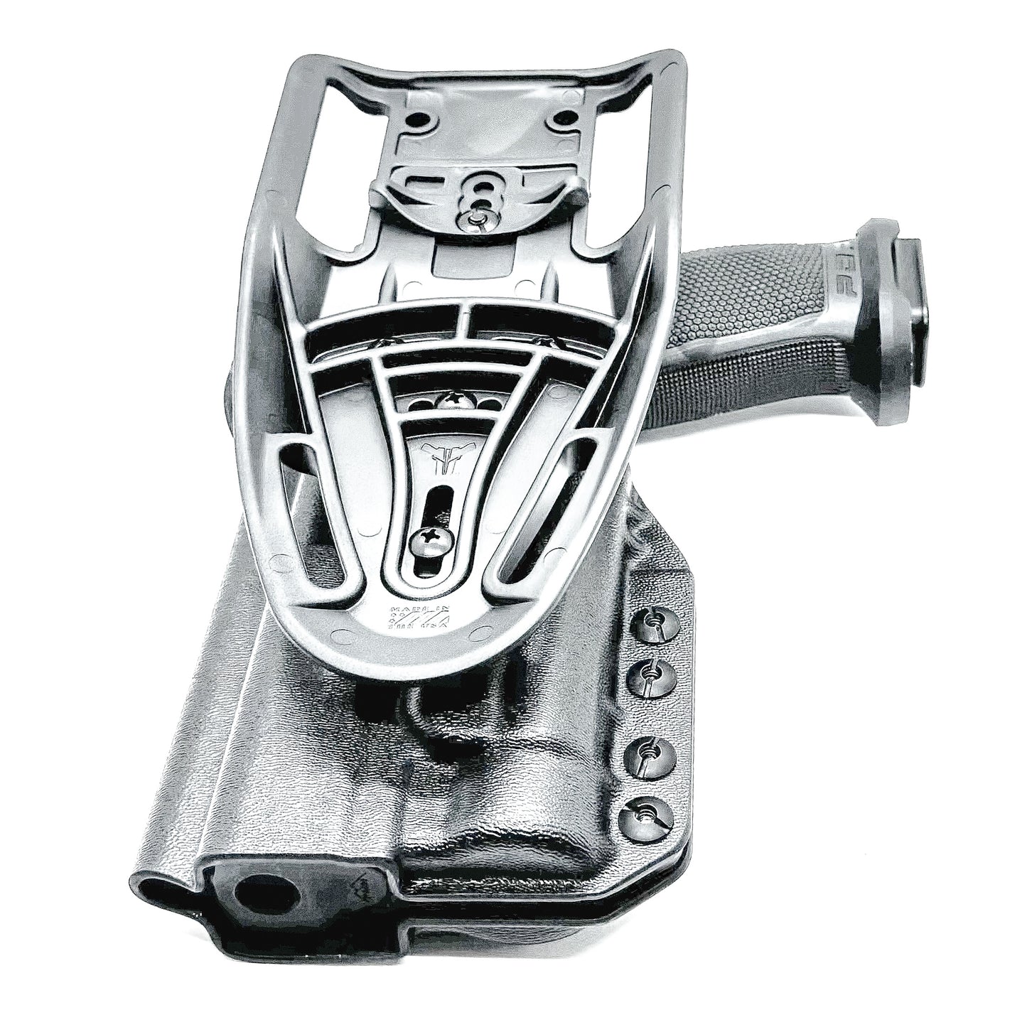 Black Duty & Competition OWB Holster for the Walther PDP 5" and 5.1" with TLR-1 HL light and Duty Drop attachment.