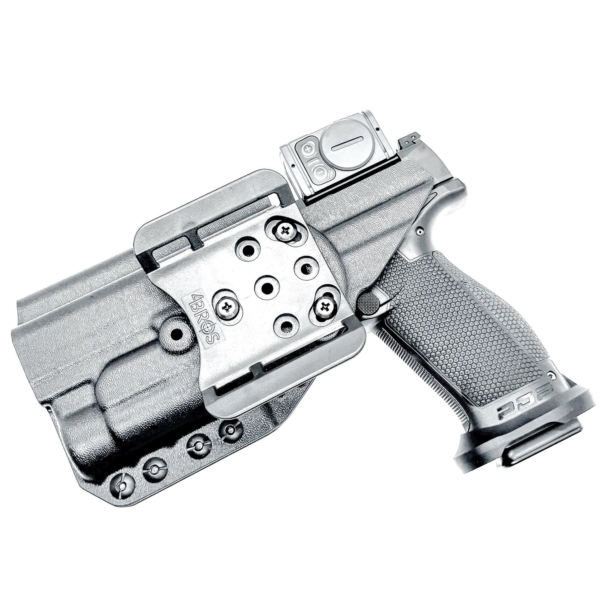 Black Outside Waistband OWB Holster for the Walther PDP 5" and 5.1" with TLR-1 HL light and 4Bros 1.5" Belt Slide.