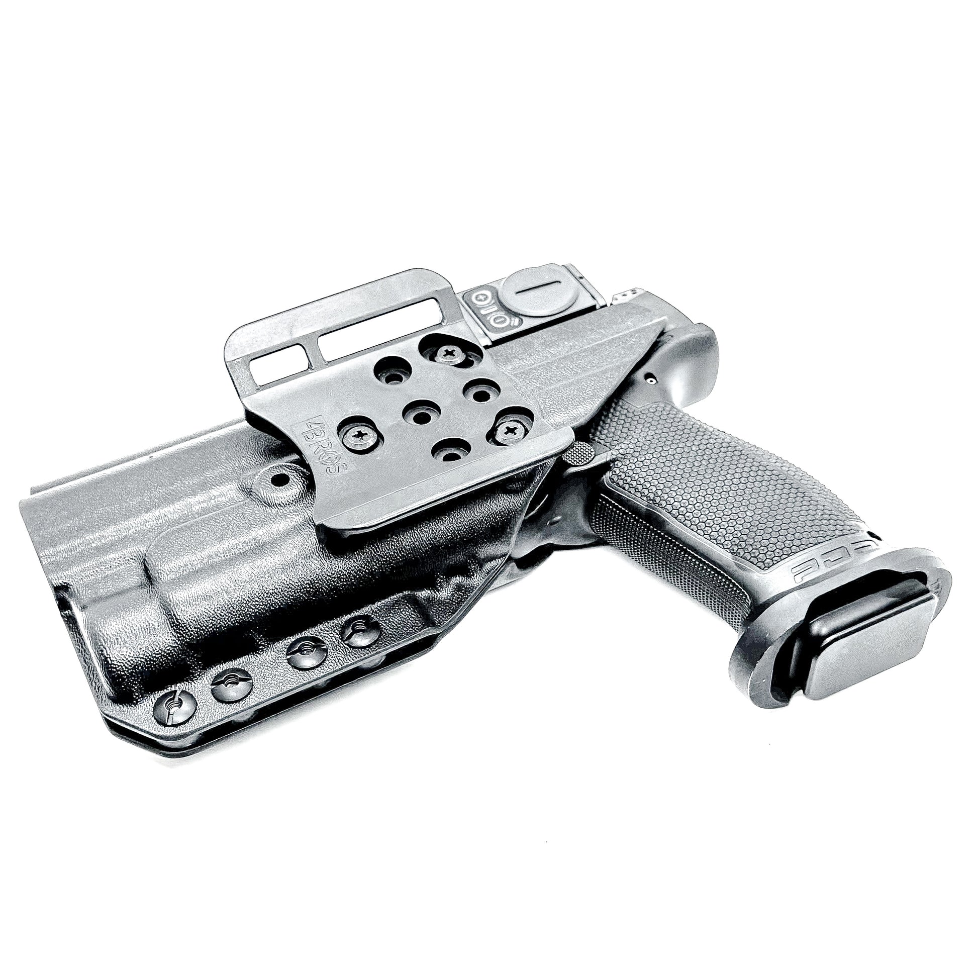 Black Outside Waistband OWB Holster for the Walther PDP 5" and 5.1" with TLR-1 HL light and 4Bros 1.5" Belt Slide.