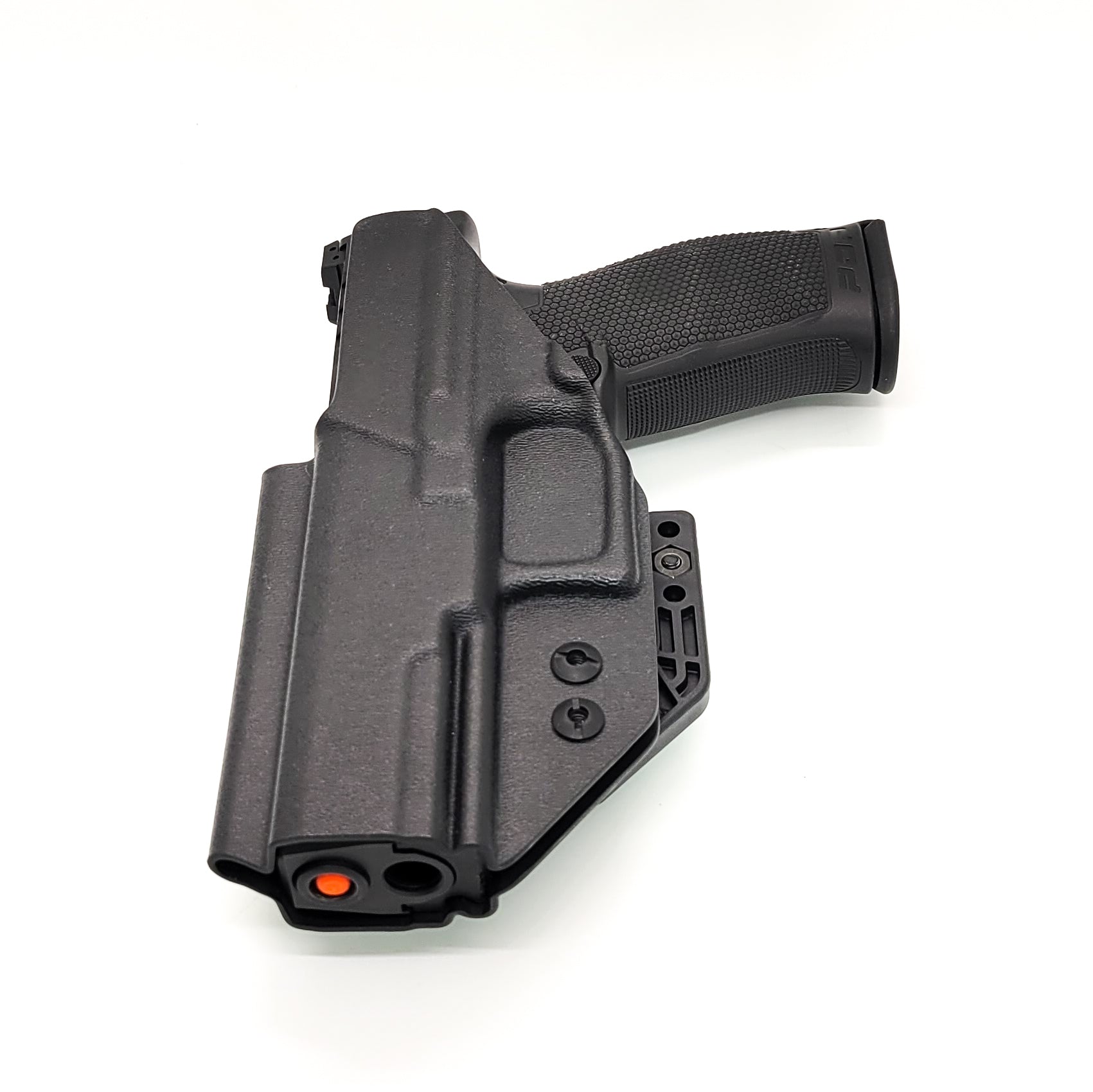 Inside Waistband IWB Kydex Holster designed to fit the Walther PDP Compact pistol. Holster profile is cut to allow red dot sights to be mounted on the pistol.  This holster will fit the Full Size 4.5", Full Size 4" & Compact. Full sweat guard, adjustable retention and open muzzle for threaded barrels and compensators.