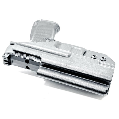 Black Inside Waistband IWB holster for the Walther PDP Compact 4" pistol with DCC Monoblock and a modwing.