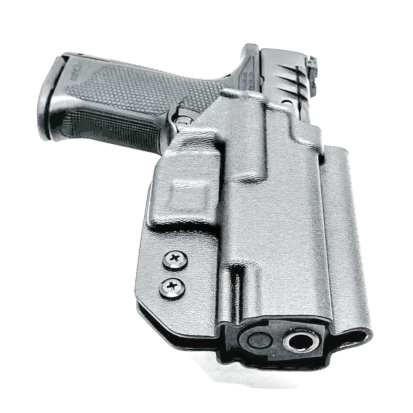 Outside the Waistband OWB holster for the Walther PDP Compact 4" pistol in Black with the 4BROS 1.5" Belt Slide.