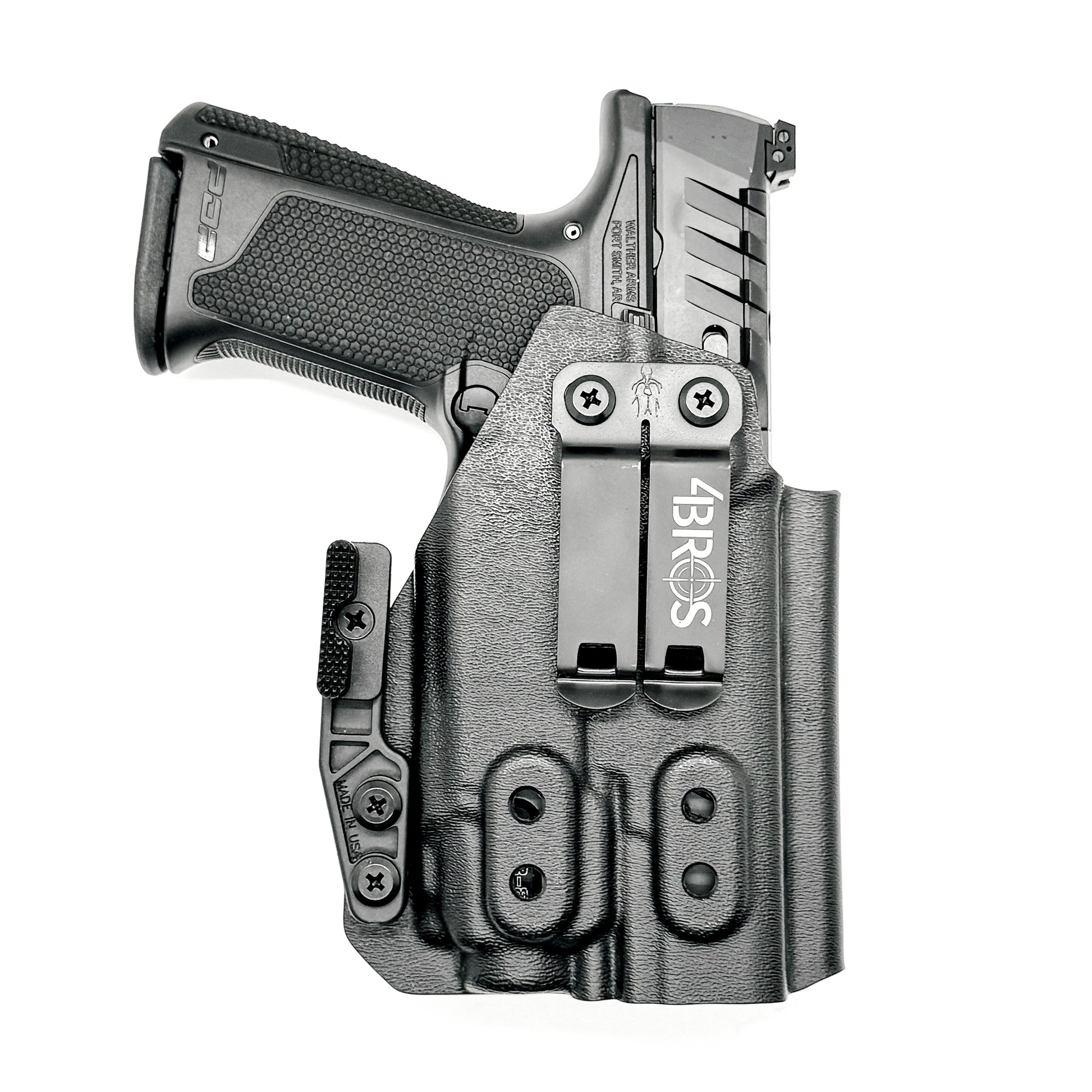 For the best Inside Waistband IWB AIWB Holster for the Walther PDP Compact 4" pistol with Streamlight TLR-8 weapon-mounted light shop Four Brothers Holsters. 