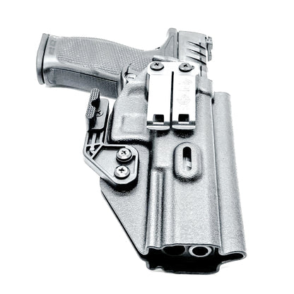 Black Inside Wasitband IWB holster for the Walther PDP Compact 5" pistol with DCC Monoblock and a modwing.