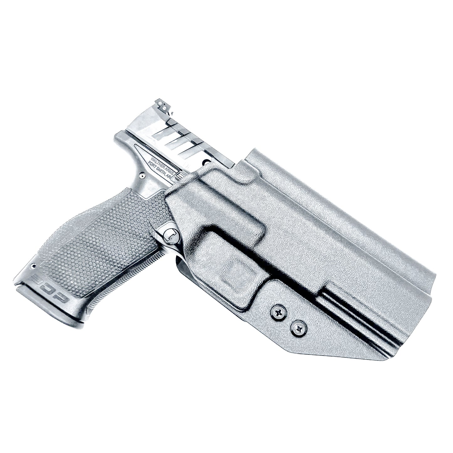 Outside the Waistband OWB holster for the Walther PDP Compact 5" pistol in Black with the 4BROS 1.5" Belt Slide.