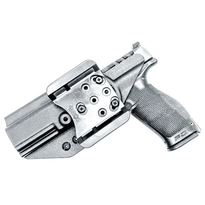 Outside the Waistband OWB holster for the Walther PDP Compact 5" pistol in Black with the 4BROS 1.5" Belt Slide.