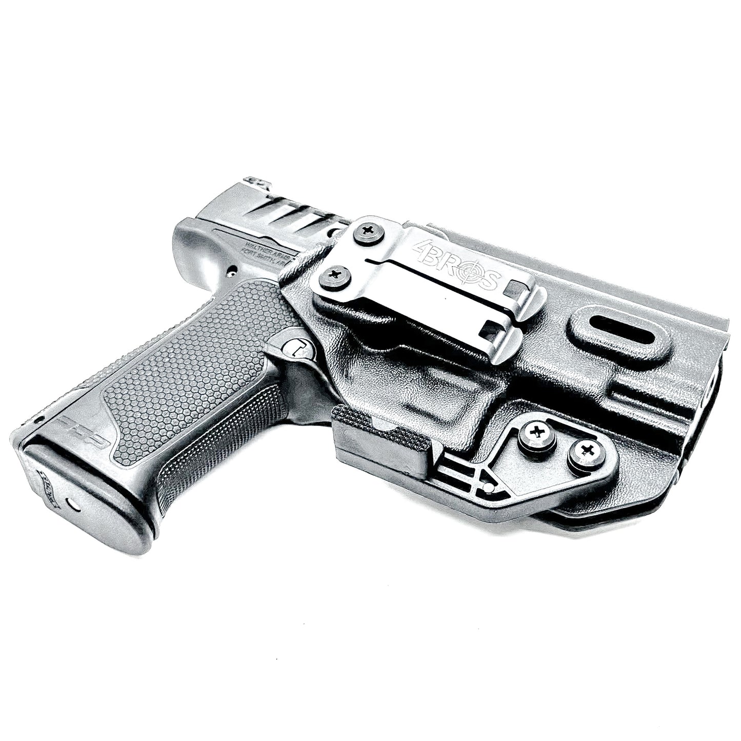 Black Inside Waistband IWB holster for the Walther PDP F Series 4" & 3.5" pistol with DCC Monoblock and a modwing.