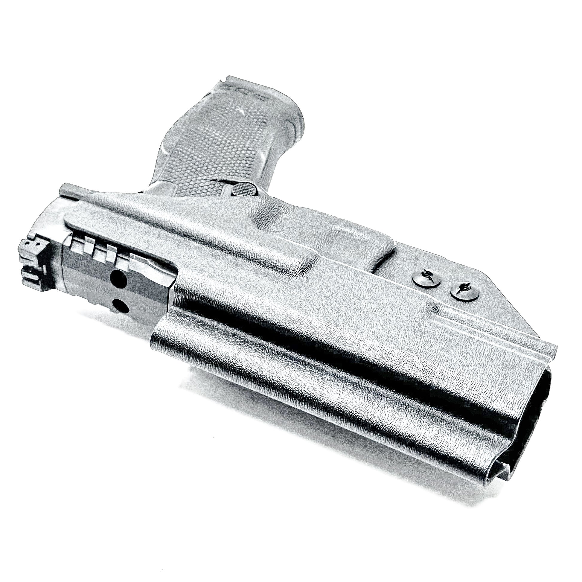 Black Inside Waistband IWB holster for the Walther PDP Full Size 4.5" pistol with DCC Monoblock and a modwing.