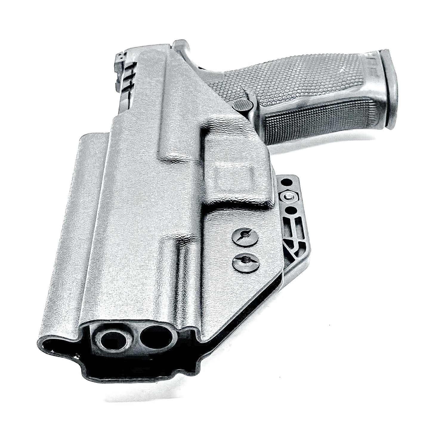 Black Inside Waistband IWB holster for the Walther PDP Full Size 4.5" pistol with DCC Monoblock and a modwing.