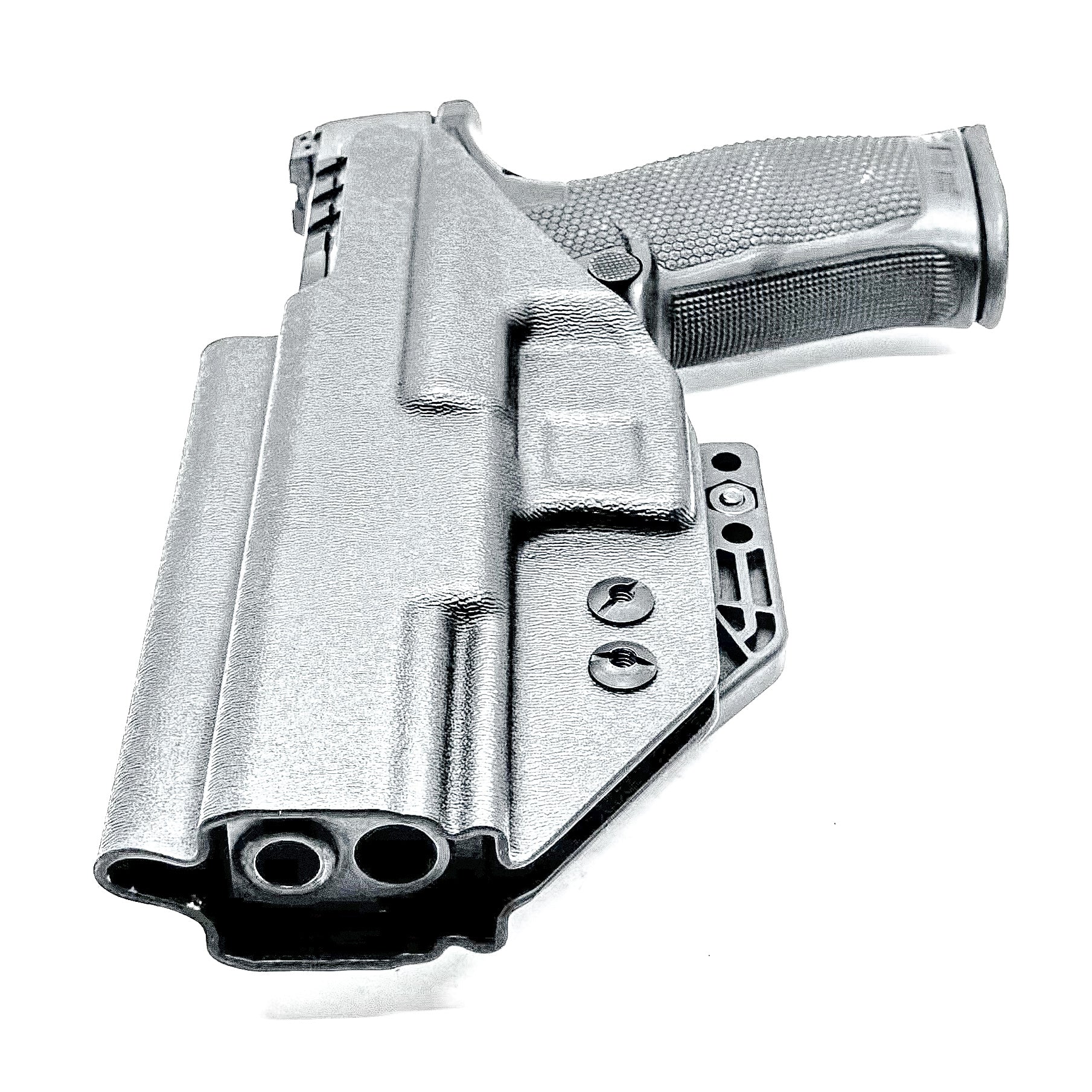 Black Inside Waistband IWB holster for the Walther PDP Full Size 4.5" pistol with DCC Monoblock and a modwing.