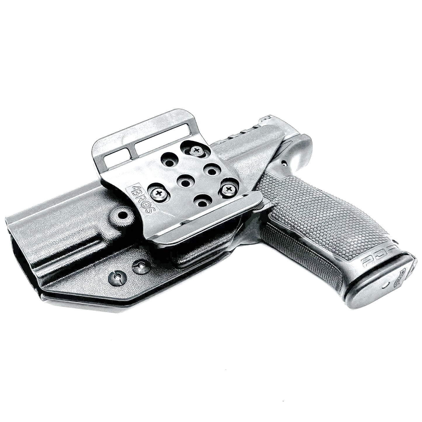 Outside the Waistband OWB holster for the Walther PDP Full Size 4.5" pistol in Black with the 4BROS 1.5" Belt Slide.