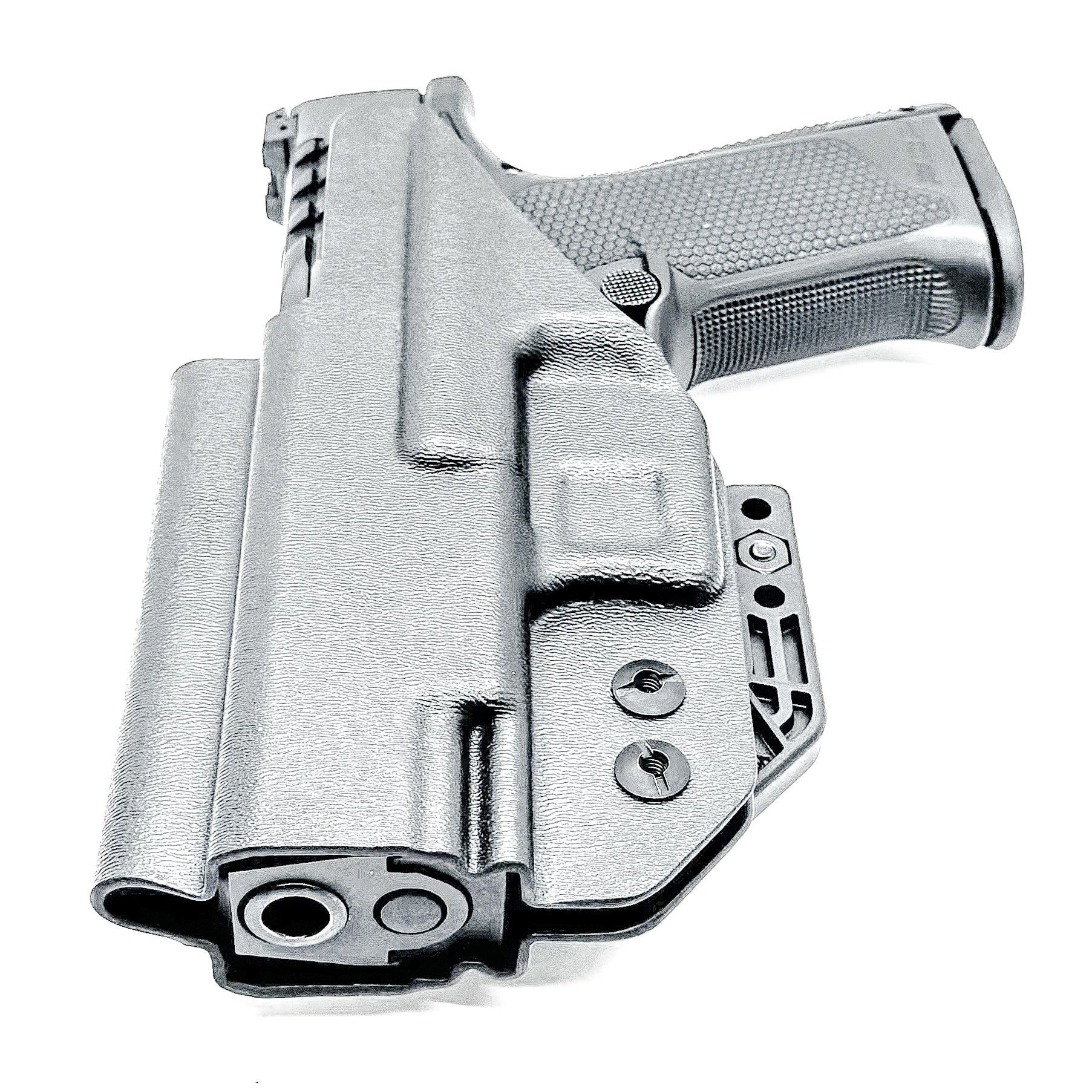 Black Inside Waistband IWB holster for the Walther PDP Full Size 4" pistol with DCC Monoblock and a modwing.