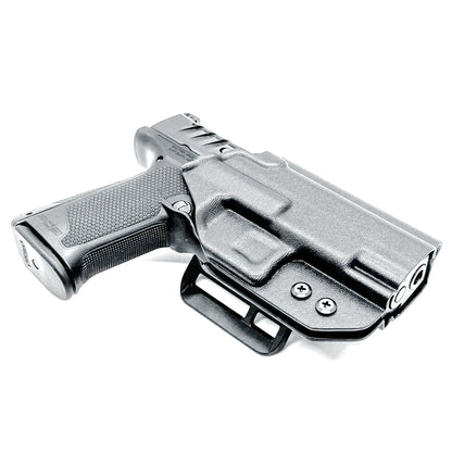 Outside the Waistband OWB holster for the Walther PDP Full Size 4" pistol in Black with the 4BROS 1.5" Belt Slide.