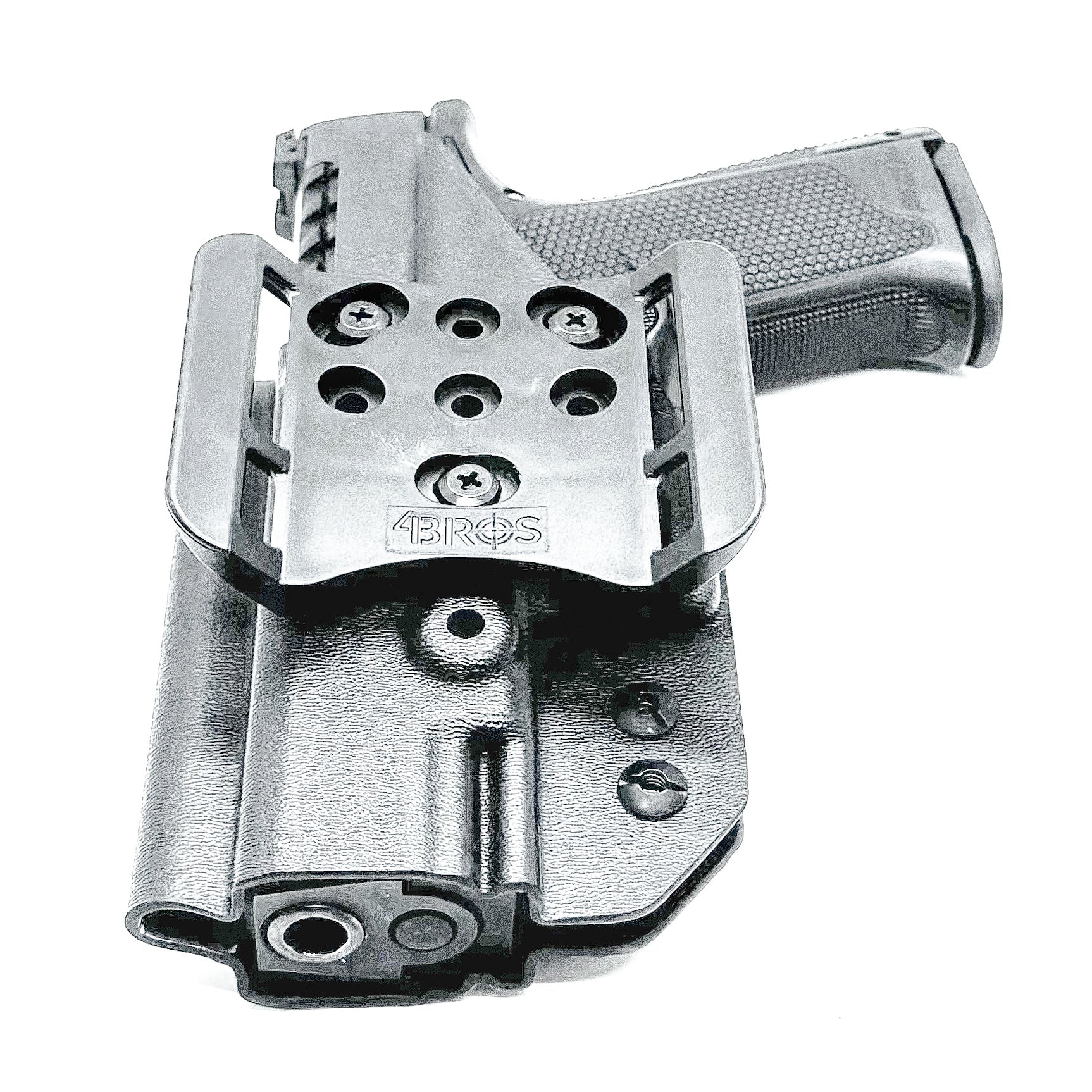 Outside the Waistband OWB holster for the Walther PDP Full Size 4" pistol in Black with the 4BROS 1.5" Belt Slide.