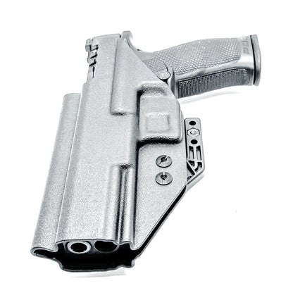 Black Inside Waistband IWB holster for the Walther PDP Full Size 5" pistol with DCC Monoblock and a modwing.