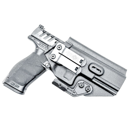 Black Inside Waistband IWB holster for the Walther PDP Full Size 5" pistol with DCC Monoblock and a modwing.