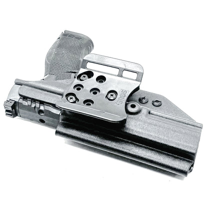 Outside the Waistband OWB holster for the Walther PDP Full Size 5" pistol in Black with the 4BROS 1.5" Belt Slide.