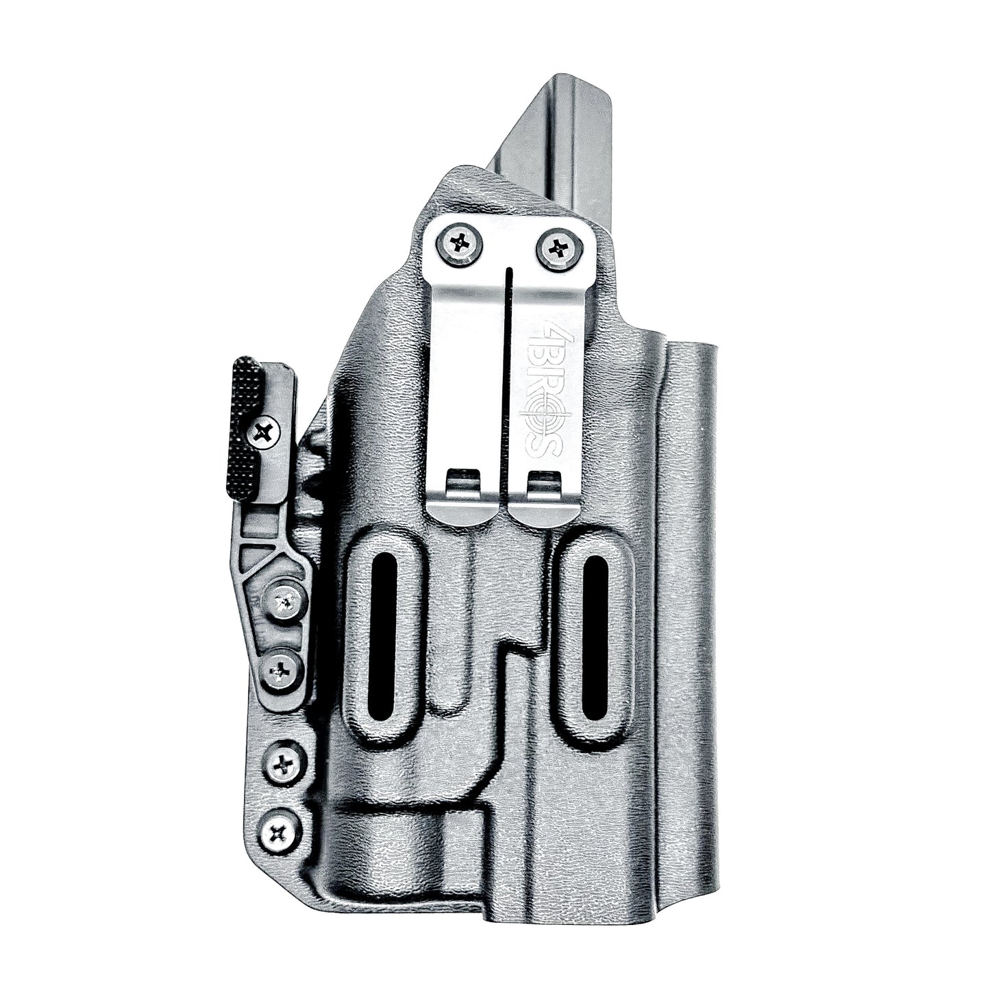 Inside Waistband Holster for the PDP Pro-X PMM with the TLR-1 HL light shown in black with a DCC Monoblock and a modwing.