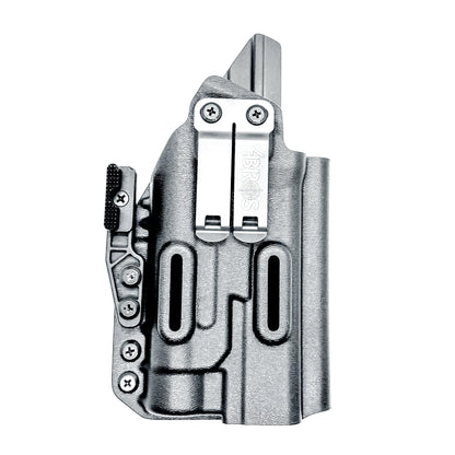Inside Waistband Holster for the PDP Pro-X PMM with the TLR-1 HL light shown in black with a DCC Monoblock and a modwing.