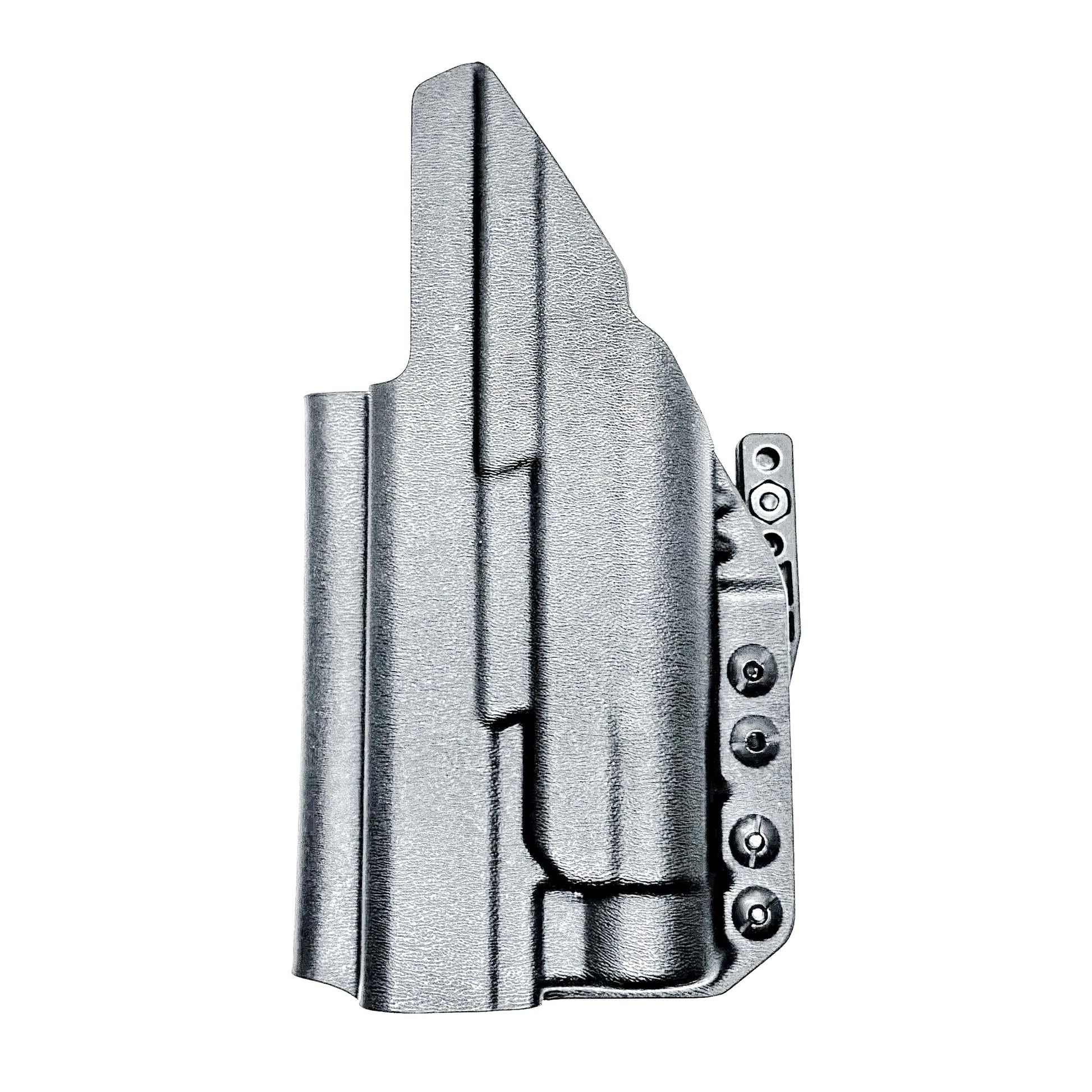 Inside Waistband Holster for the PDP Pro-X PMM with the TLR-1 HL light shown in black with a DCC Monoblock and a modwing.