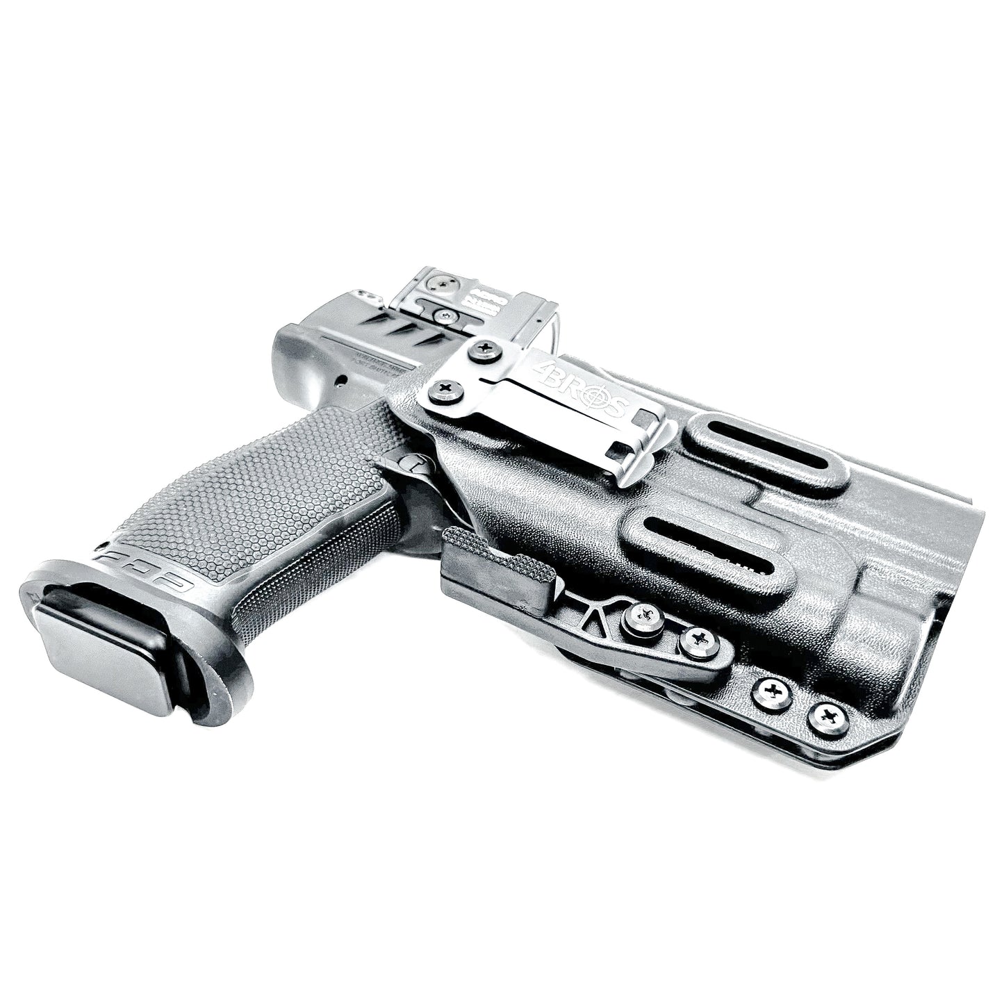 Inside Waistband Holster for the PDP Pro-X PMM with the TLR-1 HL light shown in black with a DCC Monoblock and a modwing.