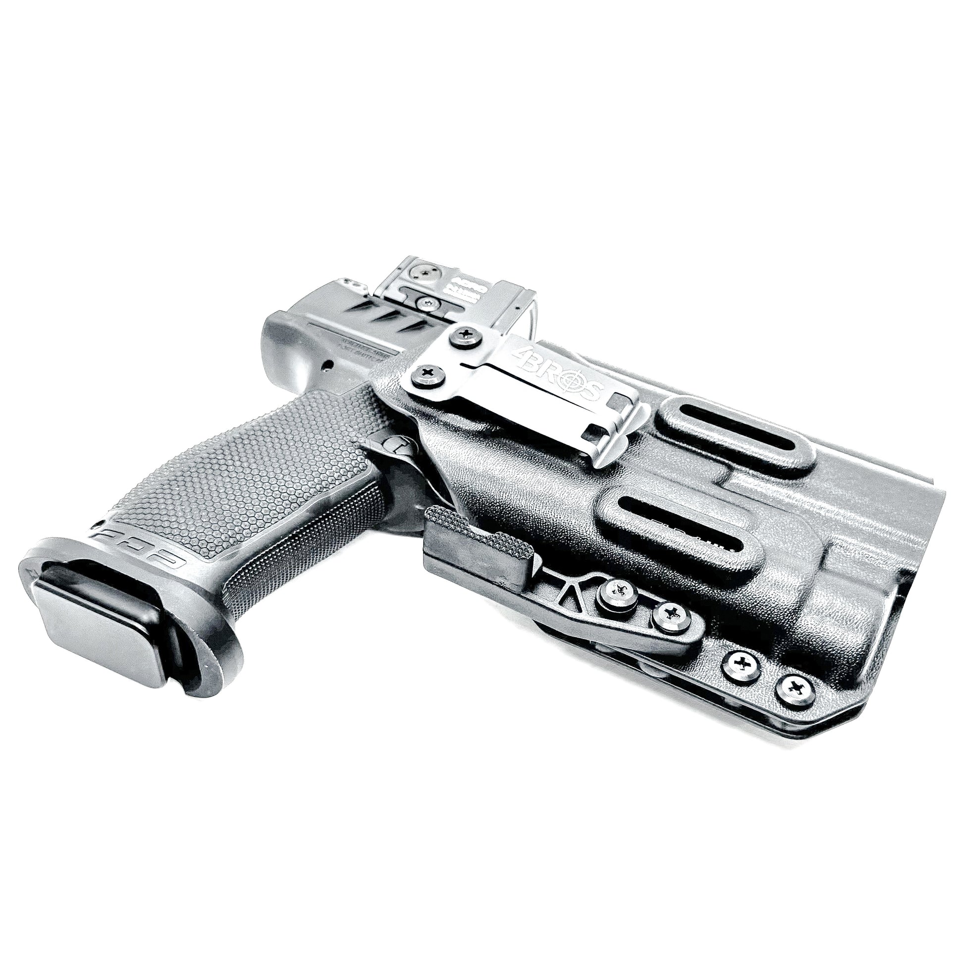 Inside Waistband Holster for the PDP Pro-X PMM with the TLR-1 HL light shown in black with a DCC Monoblock and a modwing.