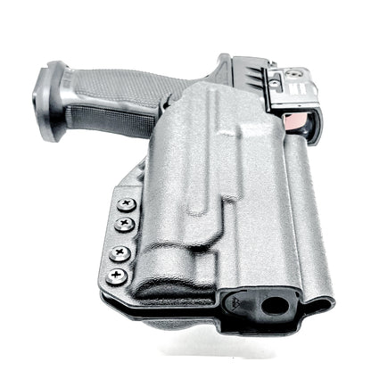 Black Outside Waistband OWB Holster for the Walther PDP Pro-X PMM with TLR-1 HL light and 4Bros 1.5" Belt Slide.