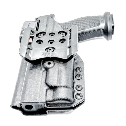 Black Outside Waistband OWB Holster for the Walther PDP Pro-X PMM with TLR-1 HL light and 4Bros 1.5" Belt Slide.