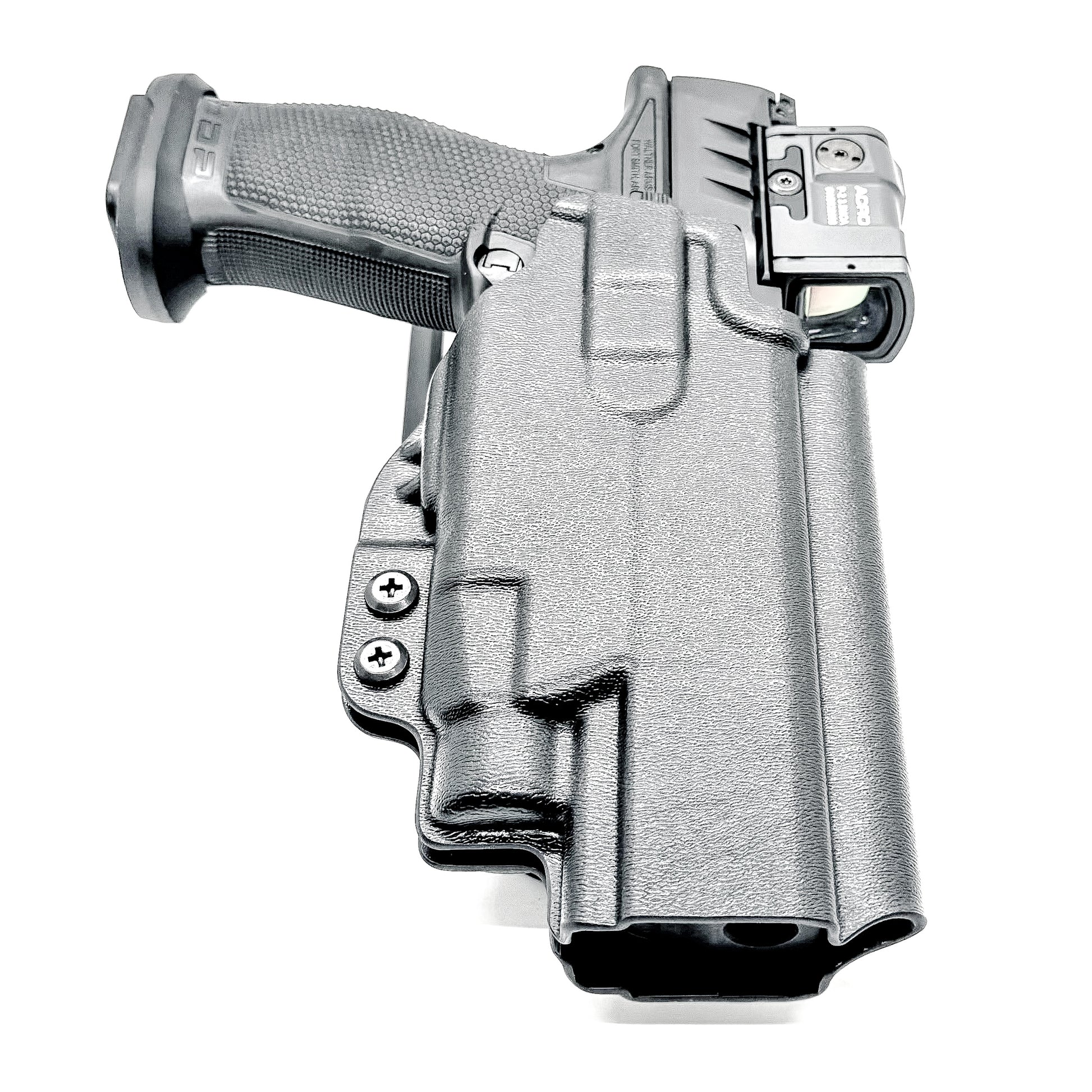 Black OWB Competition Holster for Walther Pro-X PMM Full Size and PDP Pro-X PMM Compact 4.6" with the TLR-7 HL-X, X & A from Four Brothers Holsters. 