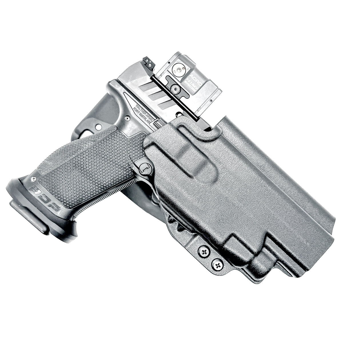 Black OWB Competition Holster for Walther Pro-X PMM Full Size and PDP Pro-X PMM Compact 4.6" with the TLR-7 HL-X, X & A from Four Brothers Holsters. 