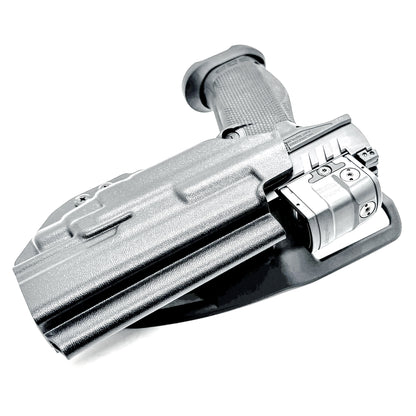 Black OWB Competition Holster for Walther PDP 5" Full-Size, Compact, & Pro SD Compact 4.6" & 5.1" with the TLR-7 HL-X, X & A from Four Brothers Holsters. 