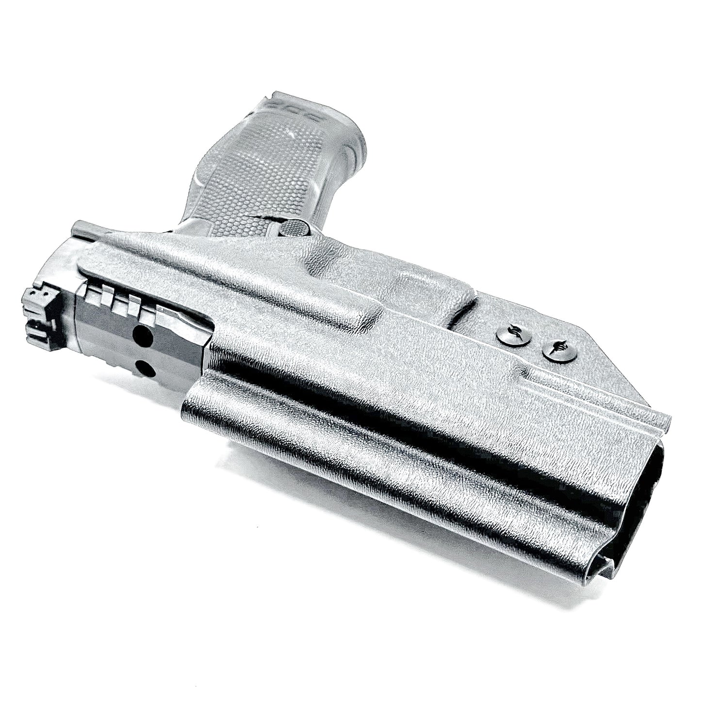 Black Inside Waistband IWB holster for the Walther PDP Pro SD 4.6" pistol with DCC Monoblock and a modwing.