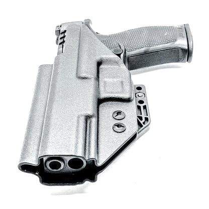 Black Inside Waistband IWB holster for the Walther PDP Pro SD 4.6" pistol with DCC Monoblock and a modwing.