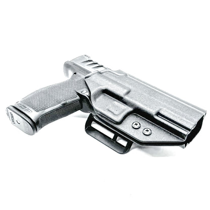 Outside the Waistband OWB holster for the Walther PDP Pro SD Compact 4.6" pistol in Black with the 4BROS 1.5" Belt Slide.