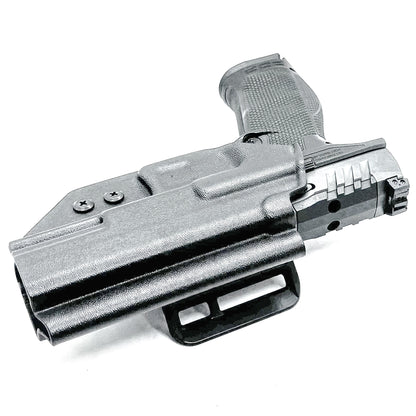 Outside the Waistband OWB holster for the Walther PDP Pro SD Compact 4.6" pistol in Black with the 4BROS 1.5" Belt Slide.