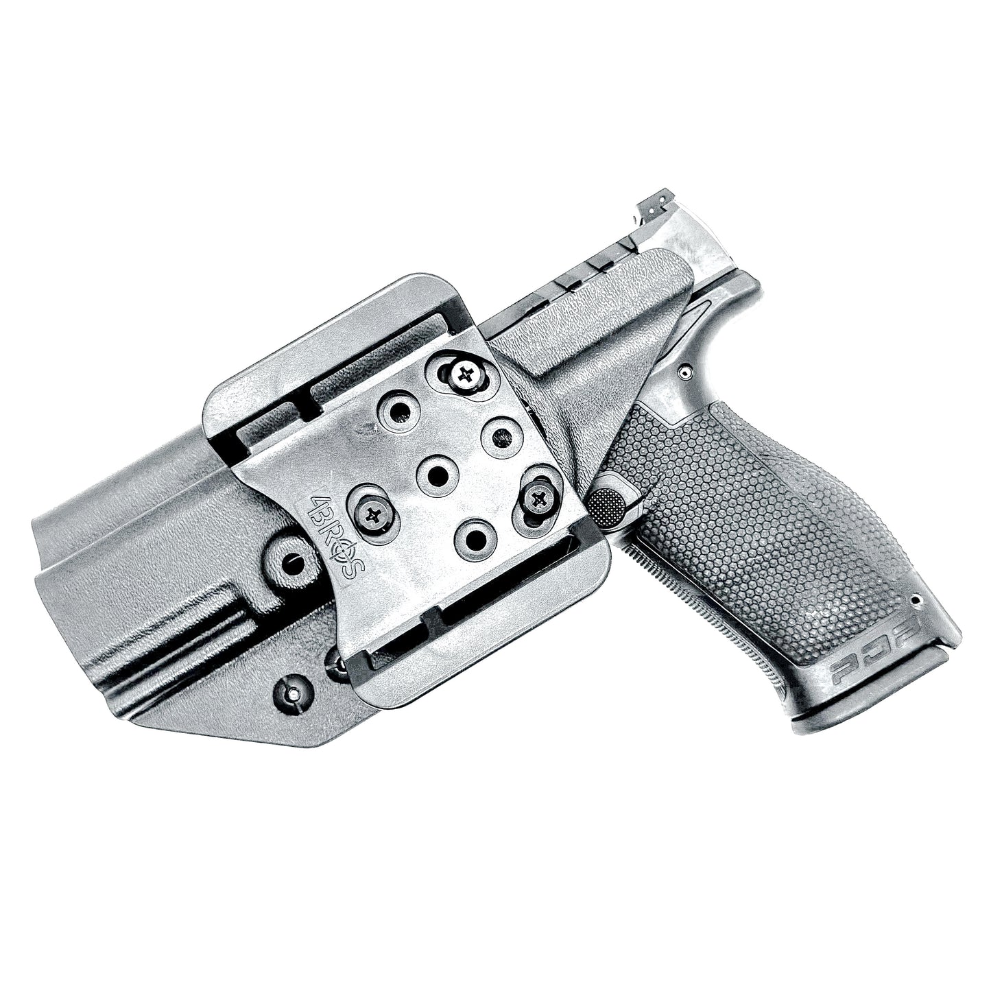 Outside the Waistband OWB holster for the Walther PDP Pro SD Compact 4.6" pistol in Black with the 4BROS 1.5" Belt Slide.