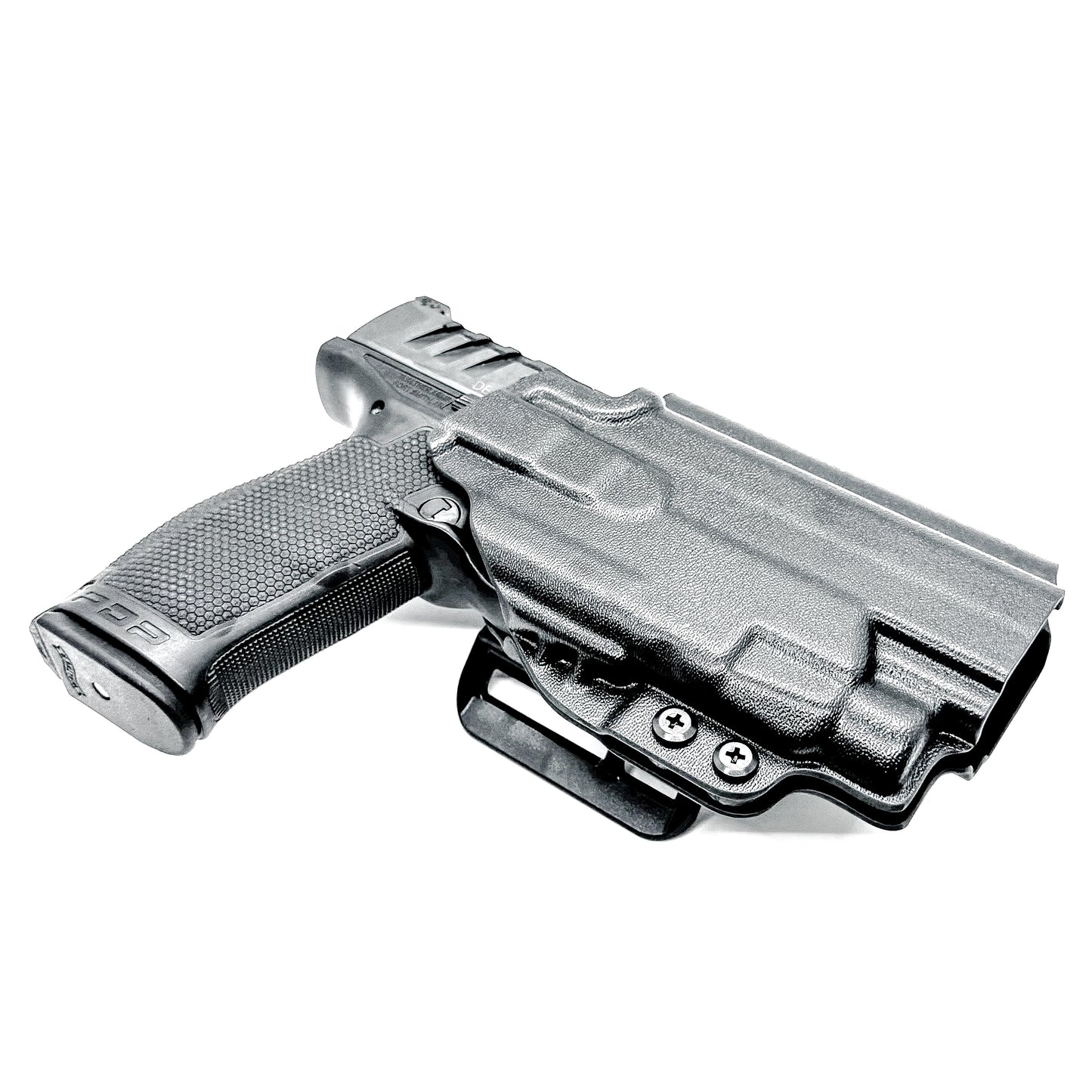 Black Outside Waistband OWB Holster for the Walther PDP Pro SD Compact 4.6" pistol & Streamlight TLR-7 X, TLR-7 HL-X, & A shown with a 4BROS 1.5" Belt Slide.