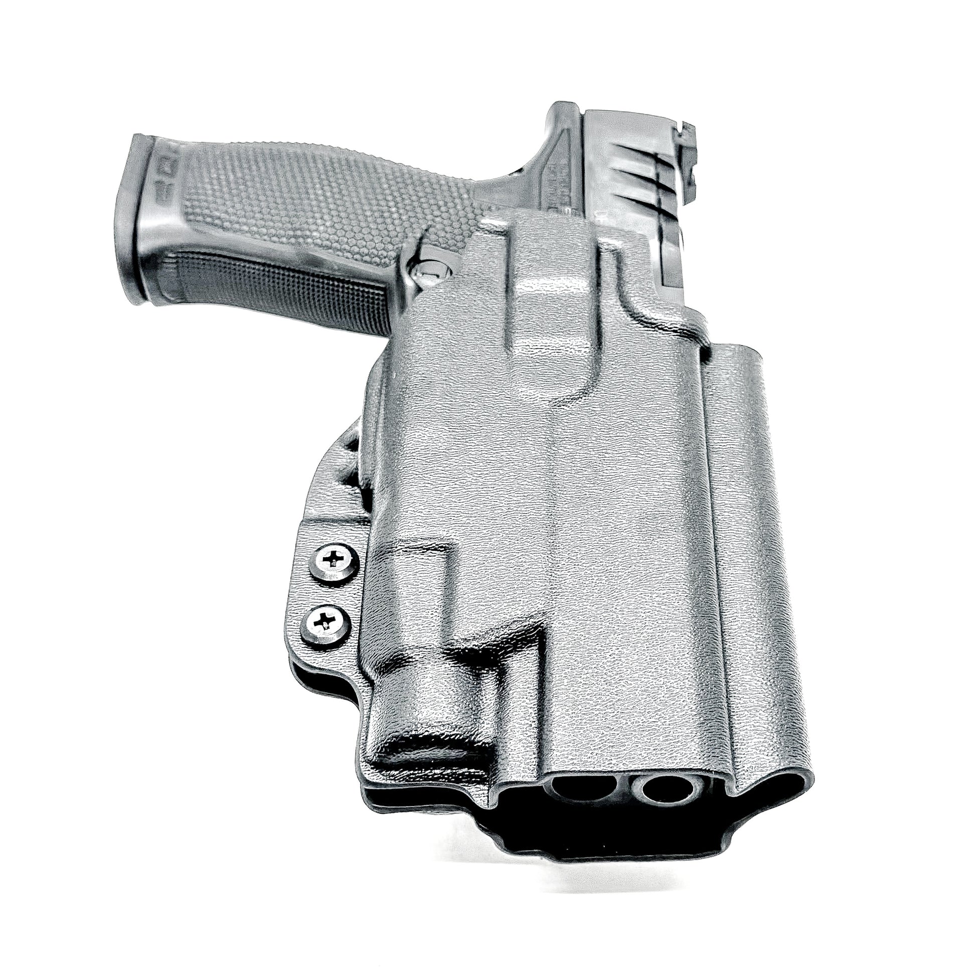Black Outside Waistband OWB Holster for the Walther PDP Pro SD Compact 4.6" pistol & Streamlight TLR-7 X, TLR-7 HL-X, & A shown with a 4BROS 1.5" Belt Slide.